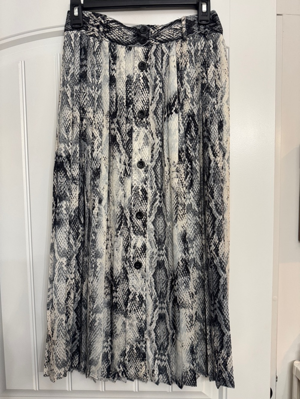 Zara Snake Print Button-Front Midi Skirt